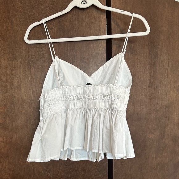 Express White Ruffle and Ruched Tank Top - Picture 2 of 4